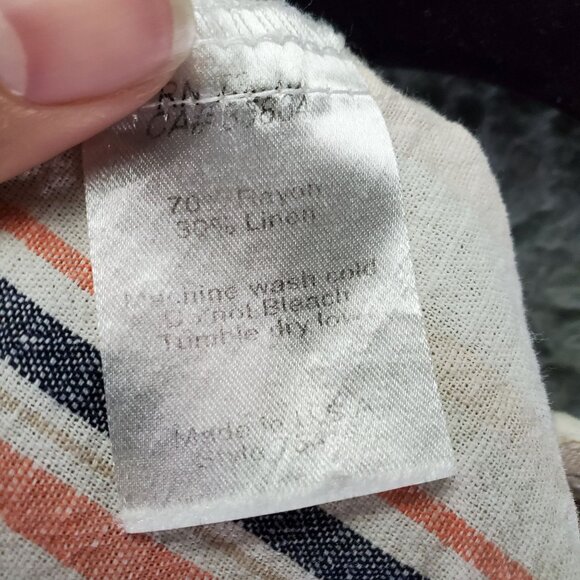 Uncle Frank Dress Womens Large Multicolor Striped Lightweight Linen Blend Midi - Picture 4 of 8